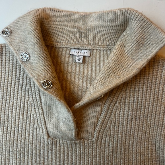 TOPSHOP Size Small Beige Stand Collar Knit Pullover - Picture 5 of 9